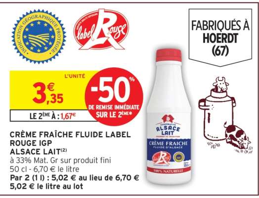 CRÈME FRAÎCHE FLUIDE LABEL ROUGE IGP ALSACE LAIT