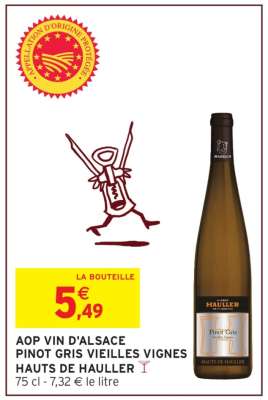 AOP VIN D'ALSACE PINOT GRIS VIEILLES VIGNES HAUTS DE HAULLER