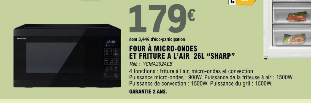 FOUR À MICRO-ONDES ET FRITURE À L’AIR 26L “SHARP”