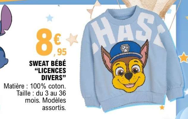 SWEAT BÉBÉ "LICENCES DIVERS"