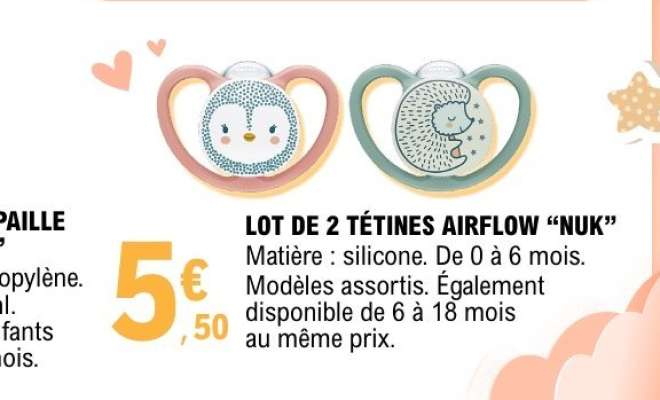 LOT DE 2 TÉTINES AIRFLOW “NUK”