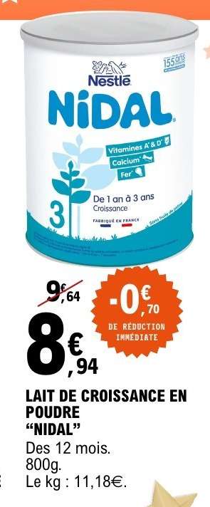 LAIT DE CROISSANCE EN POUDRE “NIDAL”