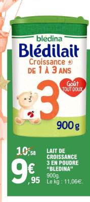 Lait de Croissance 3 en Poudre 'Blédina'