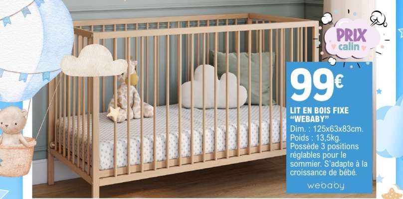 LIT EN BOIS FIXE “WEBABY”