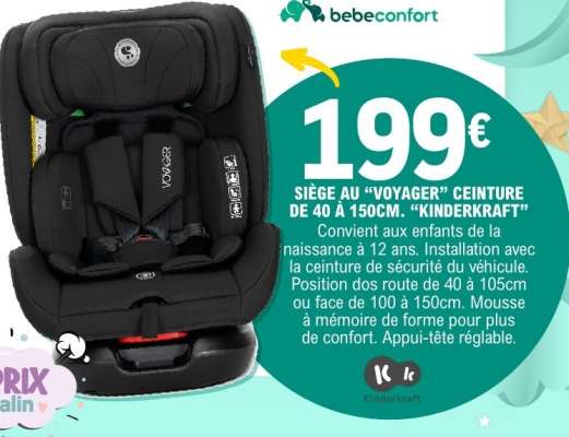 SIÈGE AU “VOYAGER” CEINTURE DE 40 À 150CM. “KINDERKRAFT”
