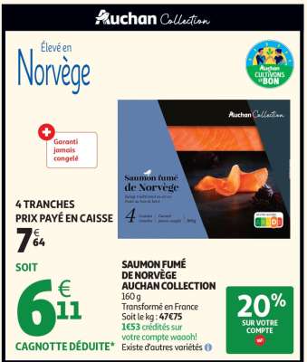 Saumon fumé de Norvège Auchan Collection