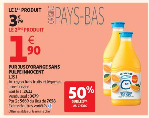 PUR JUS D'ORANGE SANS PULPE INNOCENT