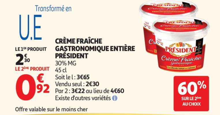CRÈME FRAÎCHE GASTRONOMIQUE ENTIÈRE PRÉSIDENT