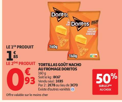 TORTILLAS GOÛT NACHO AU FROMAGE DORITOS