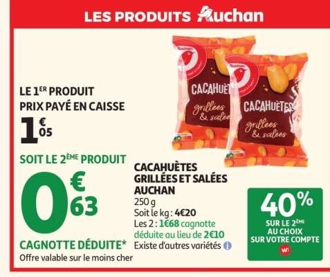 Cacahuètes Grillées Et Salées Auchan