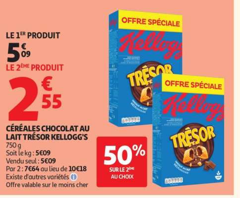CÉRÉALES CHOCOLAT AU LAIT TRÉSOR KELLOGG'S