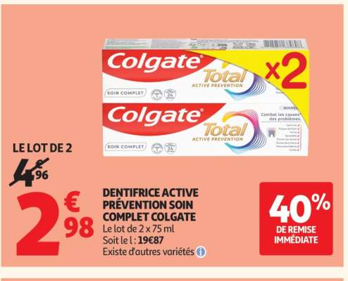DENTIFRICE ACTIVE PRÉVENTION SOIN COMPLET COLGATE