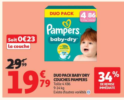 DUO PACK BABY DRY COUCHES PAMPERS