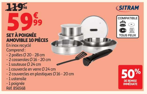 Set À Poignée Amovible 10 Pièces