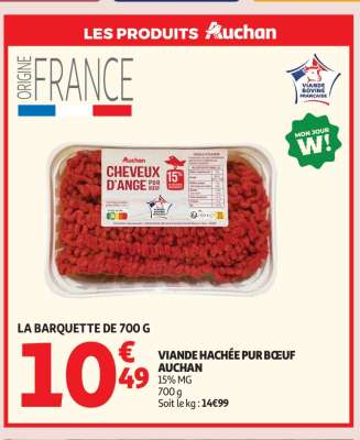 Viande Hachée Pur Bœuf Auchan