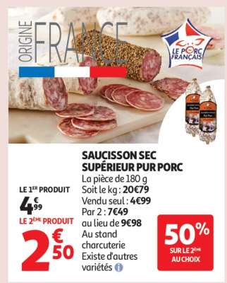 Saucisson Sec Supérieur Pur Porc