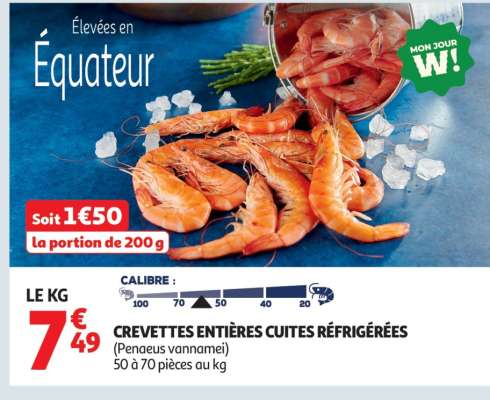Crevettes Entières Cuites Réfrigérées
