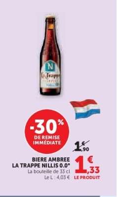 BIERE AMBREE LA TRAPPE NILLIS 0.0°
