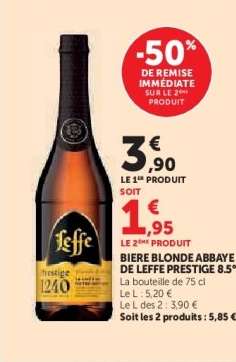 BIERE BLONDE ABBAYE DE LEFFE PRESTIGE 8.5°