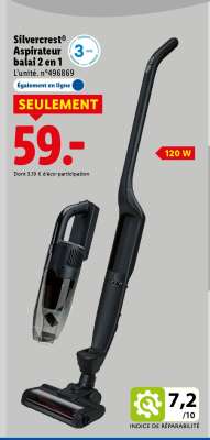 Silvercrest Aspirateur balai 2 en 1