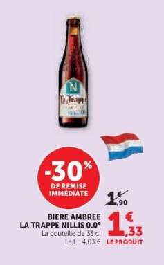BIERE AMBREE LA TRAPPE NILLIS 0.0°