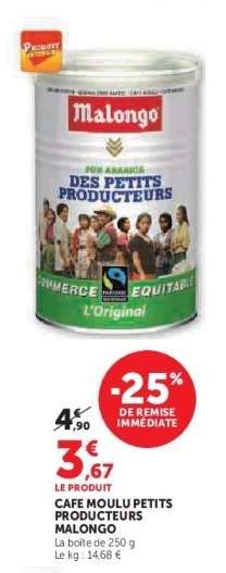 Café Moulu Petits Producteurs Malongo