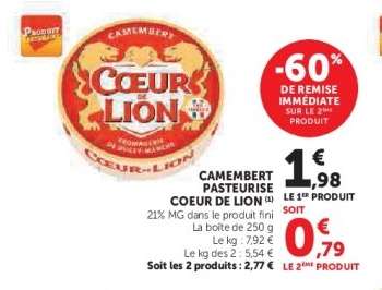 Camembert Pasteurisé Coeur de Lion
