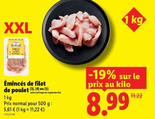 ÉMINCÉS DE FILET DE POULET