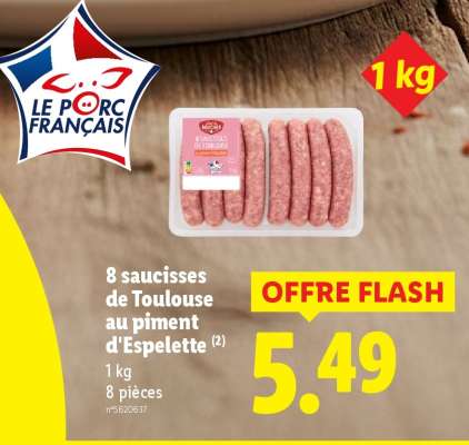 8 saucisses de Toulouse au piment d'espelette