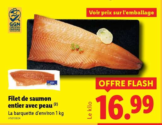 Filet de saumon entier avec peau