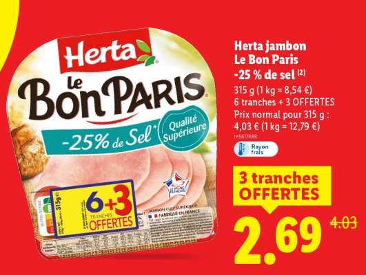 Herta Jambon Le Bon Paris