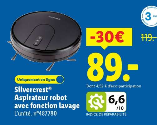 Silvercrest® Aspirateur robot avec fonction lavage