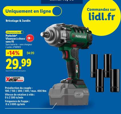 Parkside® Visseuse à chocs sans fil
