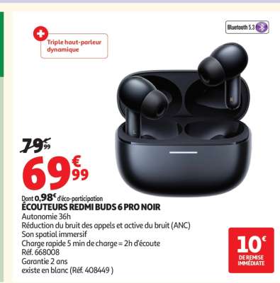 ÉCOUTEURS REDMI BUDS 6 PRO NOIR