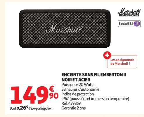 ENCEINTE SANS FIL EMBERTON II NOIR ET ACIER