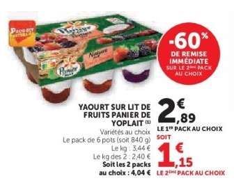 Yaourt sur lit de fruits Panier de Yoplait