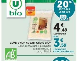 Comté AOP au Lait Cru U Bio