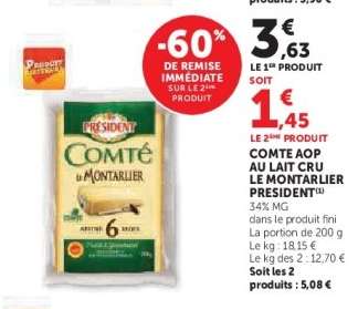 Comté AOP au Lait Cru Le Montarlier Président