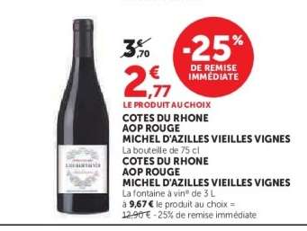 COTES DU RHONE AOP ROUGE MICHEL D'AZILLES VIEILLES VIGNES
