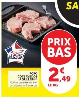 Porc : côte avec os à griller