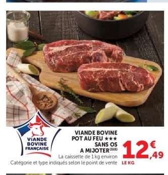 Viande bovine pot au feu sans os à mijoter