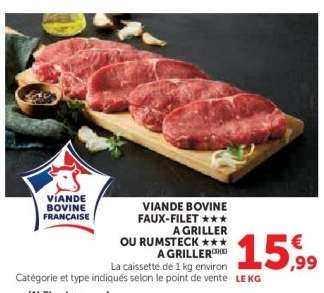 Viande Bovine Faux Filet ou Rumsteck à Griller