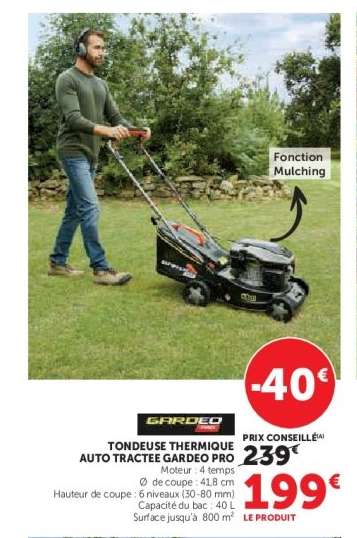 TONDEUSE THERMIQUE AUTO TRACTEE GARDEO PRO