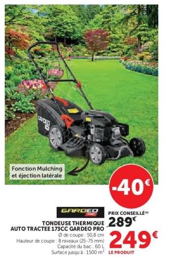 Tondeuse Thermique Auto Tractée 173cc Gardeo Pro
