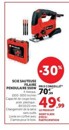 Scie sauteuse filaire pendulaire 550W