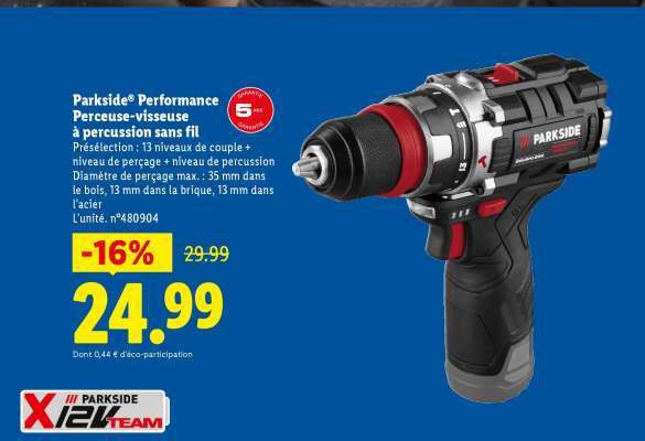 Parkside® Performance Perceuse-visseuse à percussion sans fil