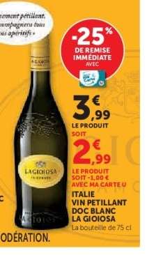 VIN PETILLANT DOC BLANC LA GIOIOSA