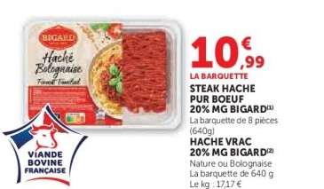 STEAK HACHE PUR BOEUF 20% MG BIGARD