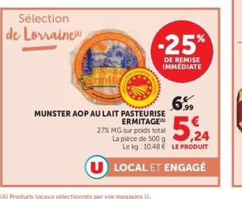 MUNSTER AOP AU LAIT PASTEURISE ERMITAGE