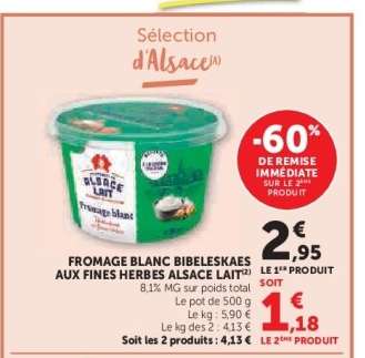 Fromage Blanc Bibeleskaes aux Fines Herbes Alsace Lait